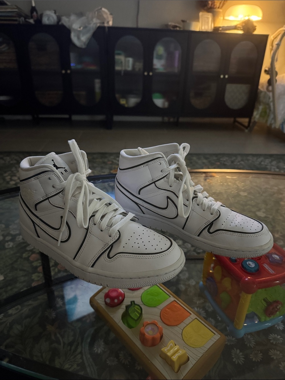 Nike Women's Size 9 White High-Top Athletic Sneakers with Black Trim